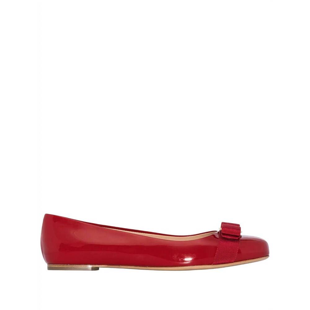 NEW SALVATORE FERRAGAMO kid's vara bow ballerina shoes in red